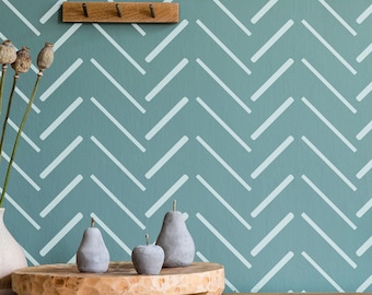 Herringbone Wall Stencil, Large Zigzag Pattern, Reusable Mylar Home Decor