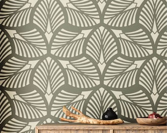 XL Palm Leaf Wall Stencil: Large Floral Design + Free Edging Stencil