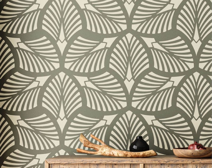 Featured listing image: DANUBE - XL Wall Stencil - Palm Leaf / Large Floral Wall Stencil / Large Wall Stencils for Painting / Stencils For Walls / Leaf Stencils