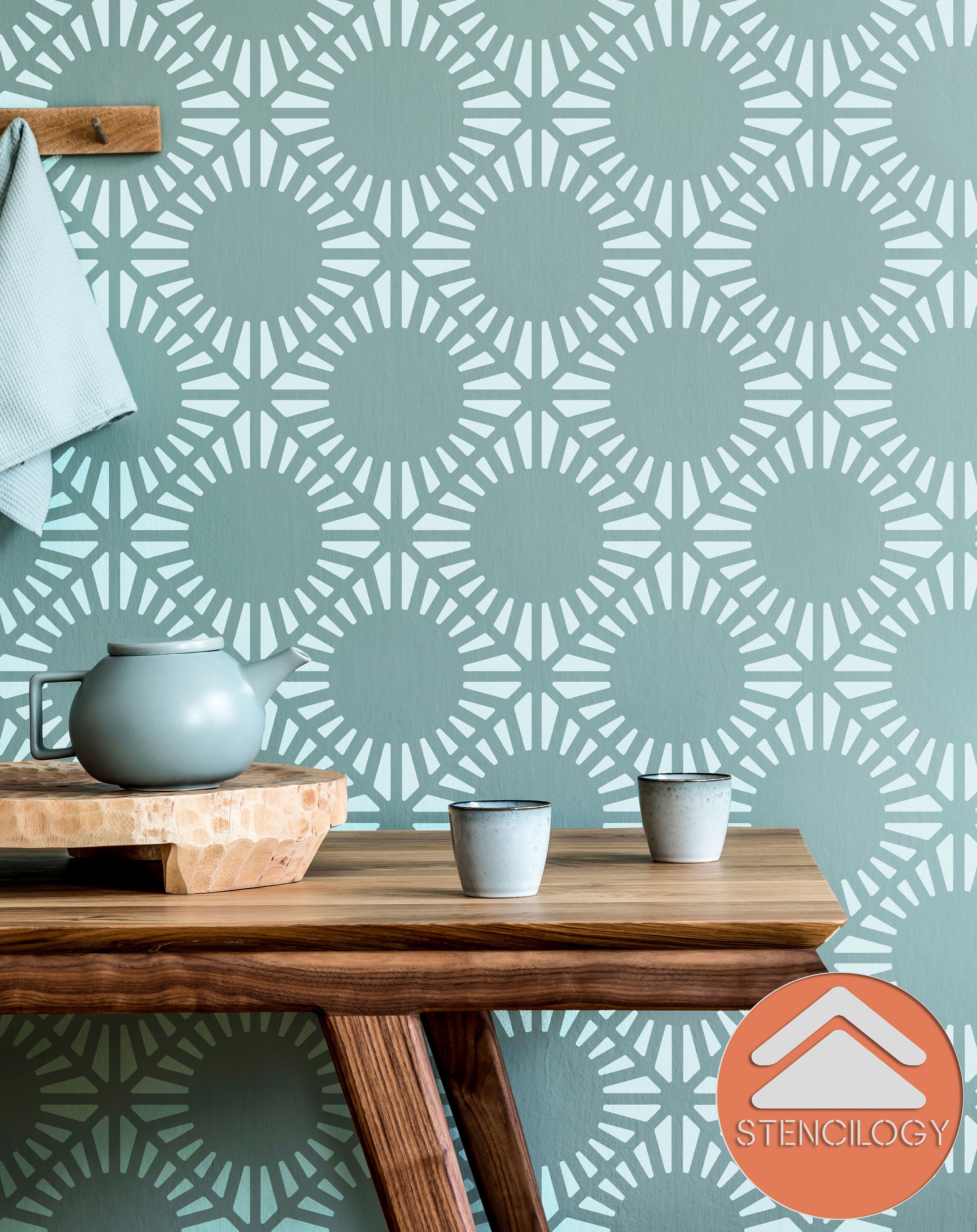 geometric wall stencil etsy