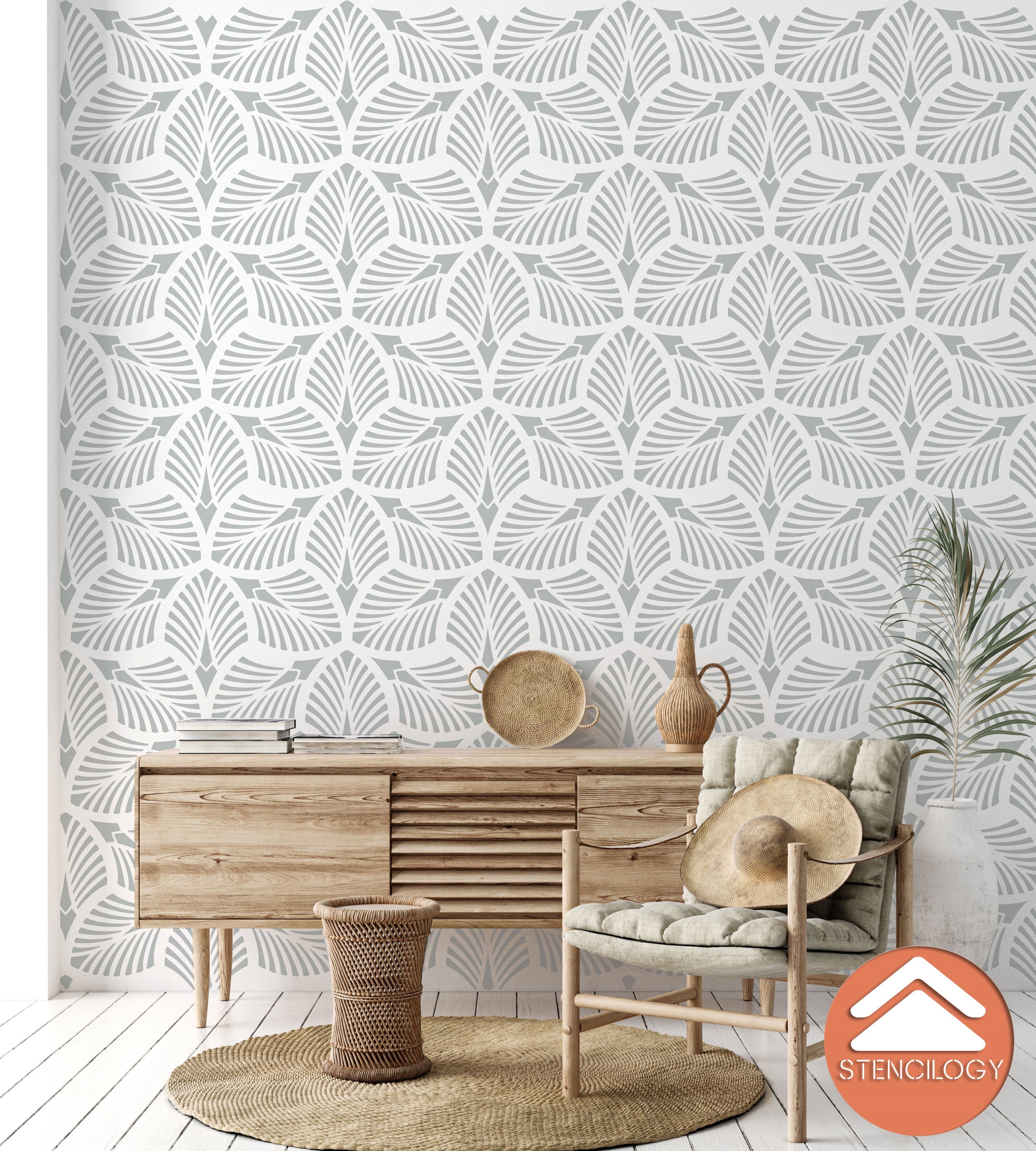 DANUBE XL Wall Stencil Palm Leaf / Large Floral Wall Stencil