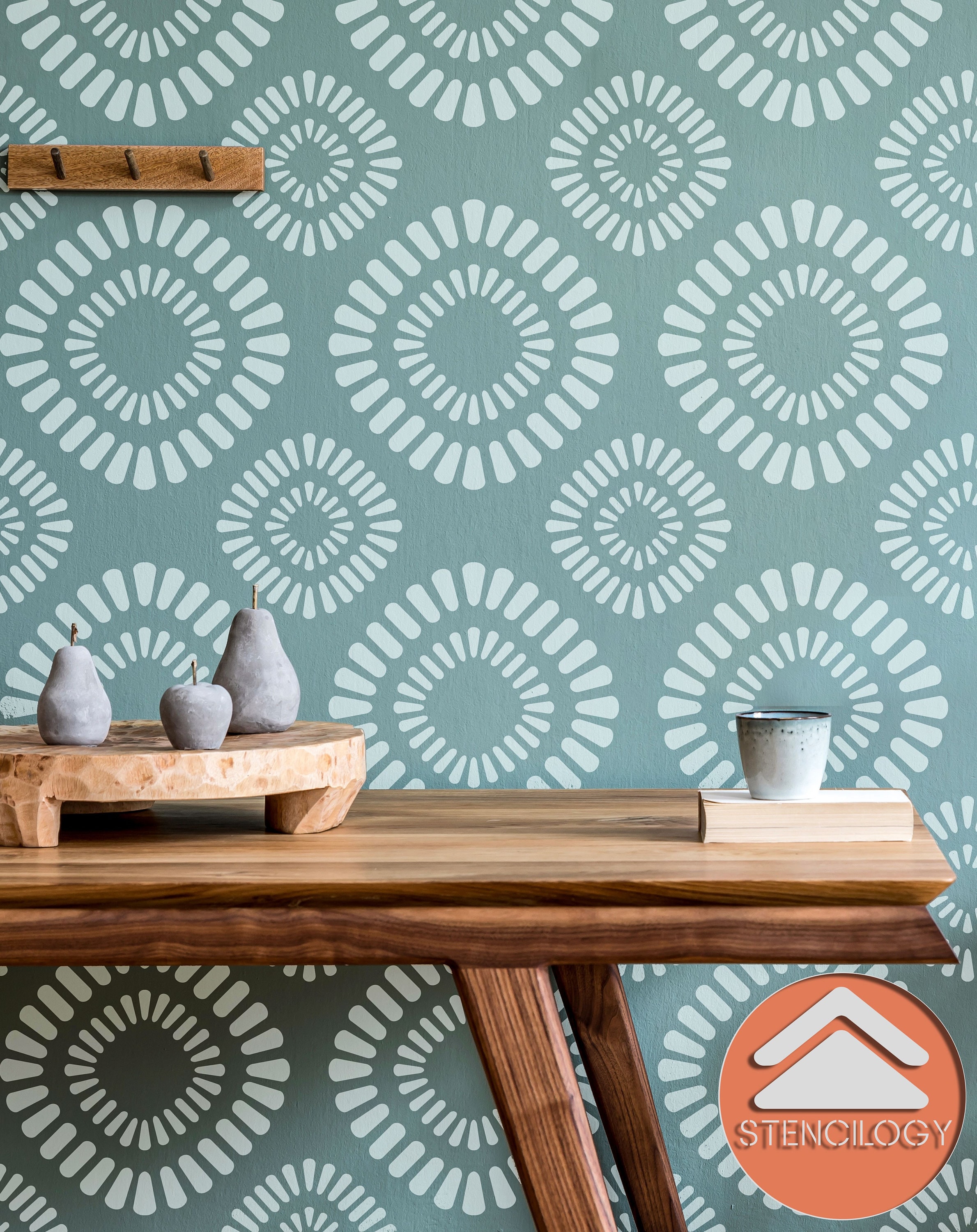 Large Floral Wall Stencil: Includes Free Edging Stencil