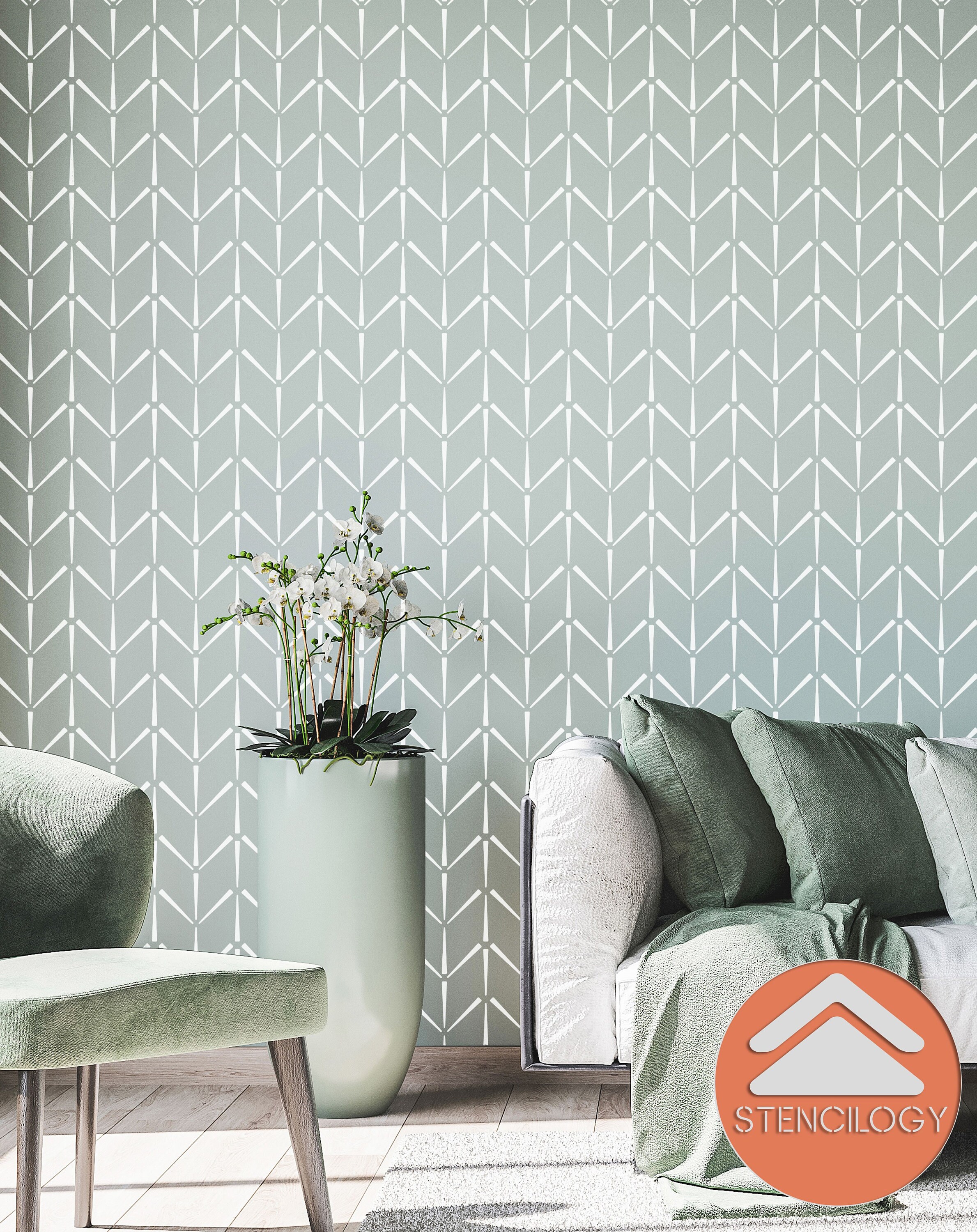 SEN XL Wall Stencil Herringbone Boho/ Large Allover Wall Stencils for