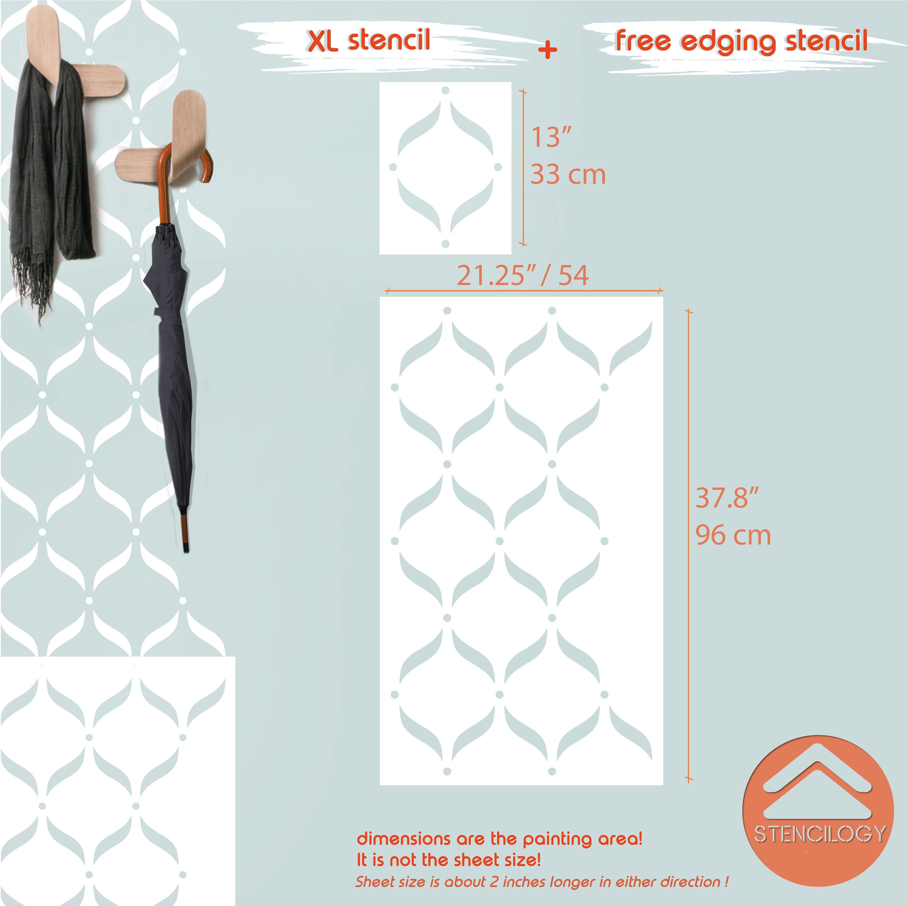 ALARA XL Wall Stencil / Lattice Large Wall Stencils for Painting