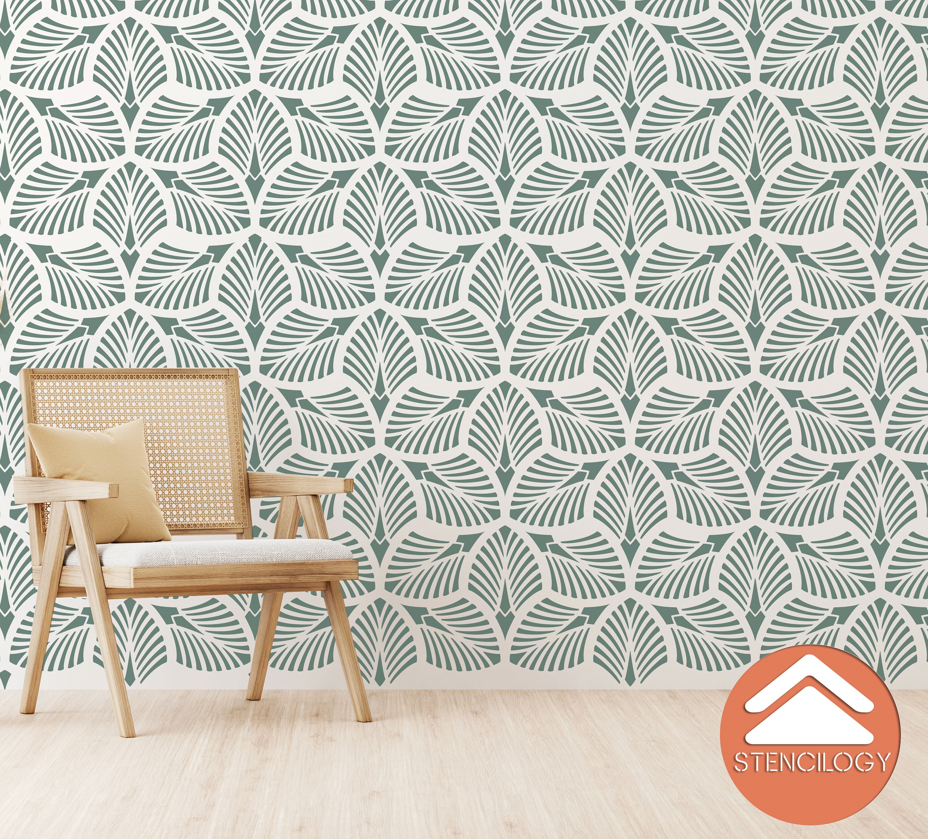 DANUBE XL Wall Stencil Palm Leaf / Large Floral Wall Stencil