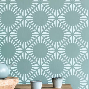 ARNO XL Geometric Wall Stencil: Floral Pattern + Free Edging Stencil