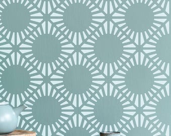 ARNO Art Deco Wall Stencil, Geometric Floral Pattern Stencil for Painting, Vintage Modern Decor