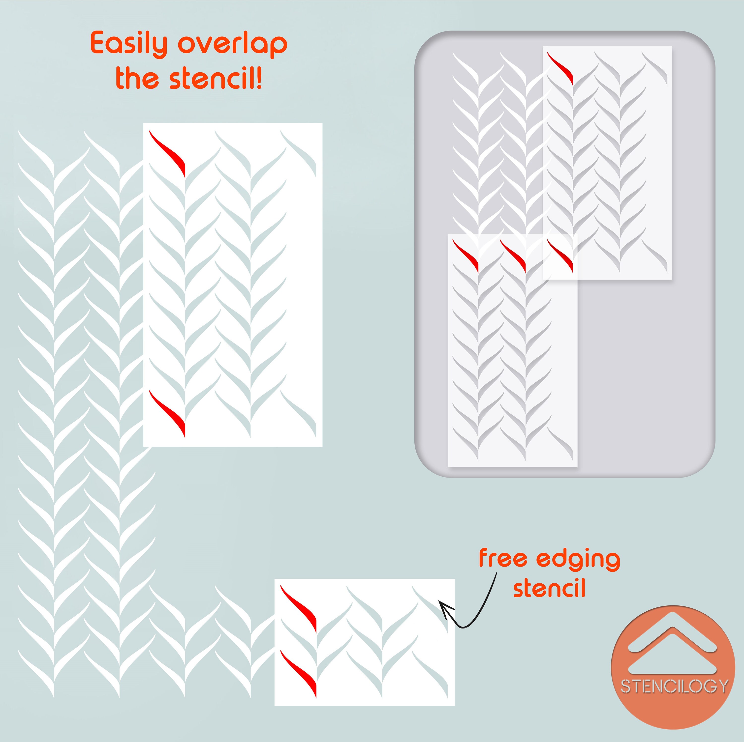 KIZIL Herringbone Chevron / Large Allover Wall Stencils for