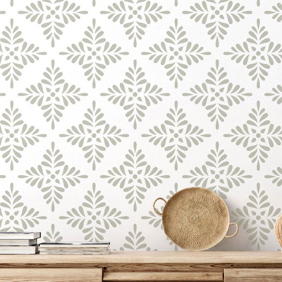 PECHORA Large Floral Wall Stencil Pattern / Wall Stencils for Painting /  Stencils for Walls / Flower Leaf Stencils / Damask WALL STENCIL 