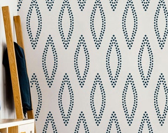 URAL Sashiko Wall Stencil for Painting, Large Scandinavian Geometric Stencil, Nordic Home Decor
