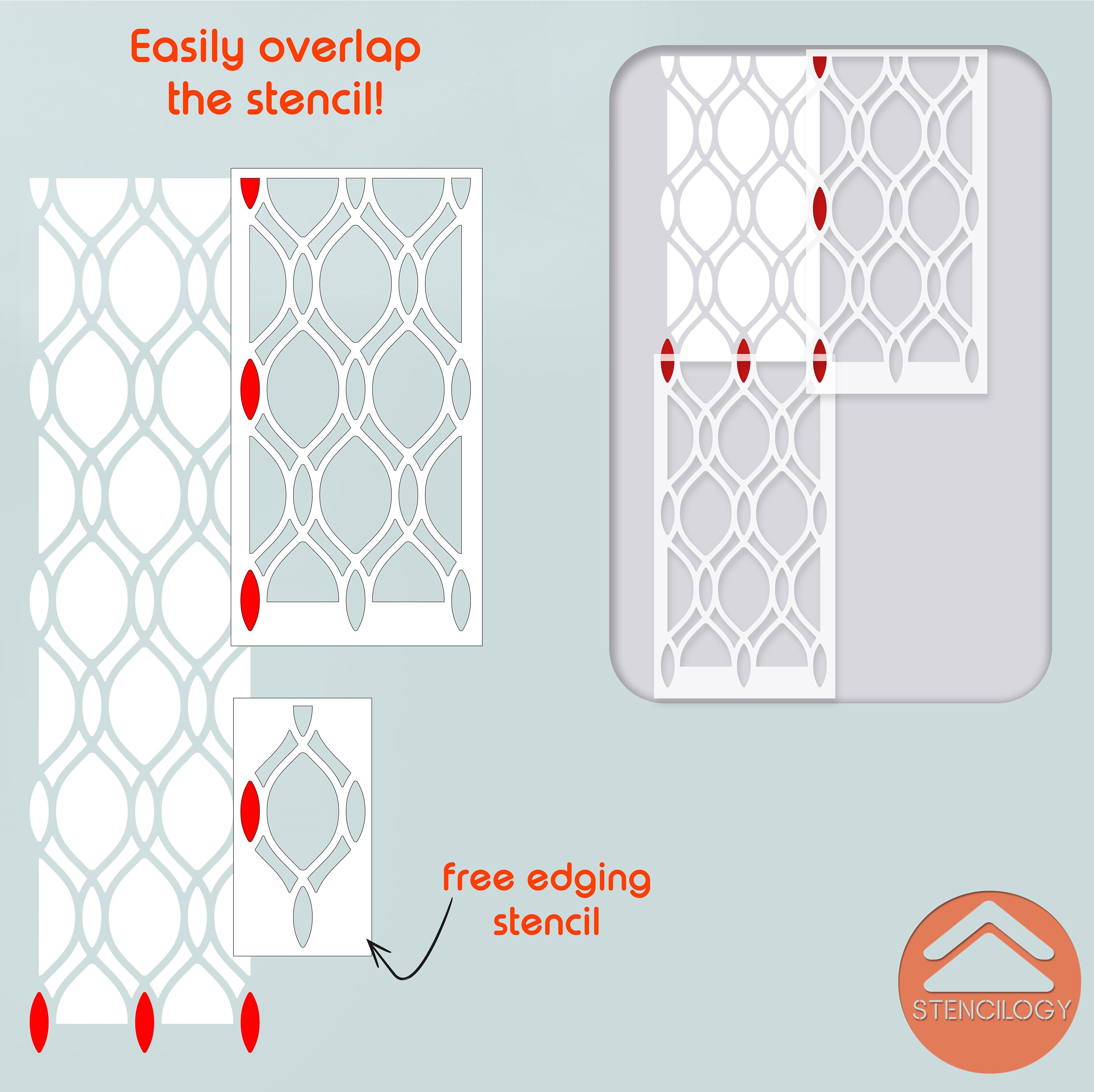 ONEGA Large Floral Wall Stencil Pattern / Wall Stencils for Painting