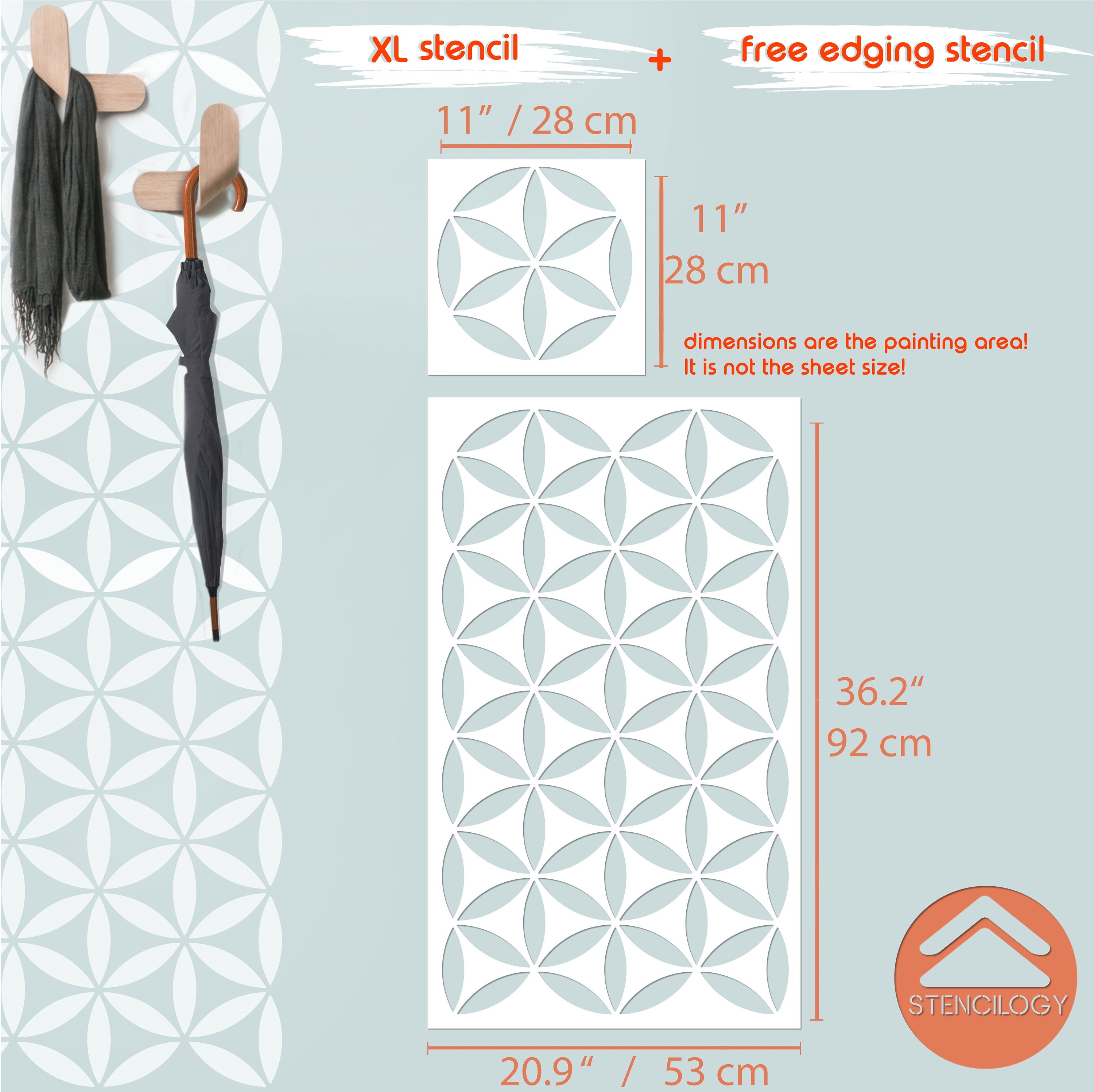 NILE XL Wall Stencil / Flower of Life Stencil / Wall Stencils for