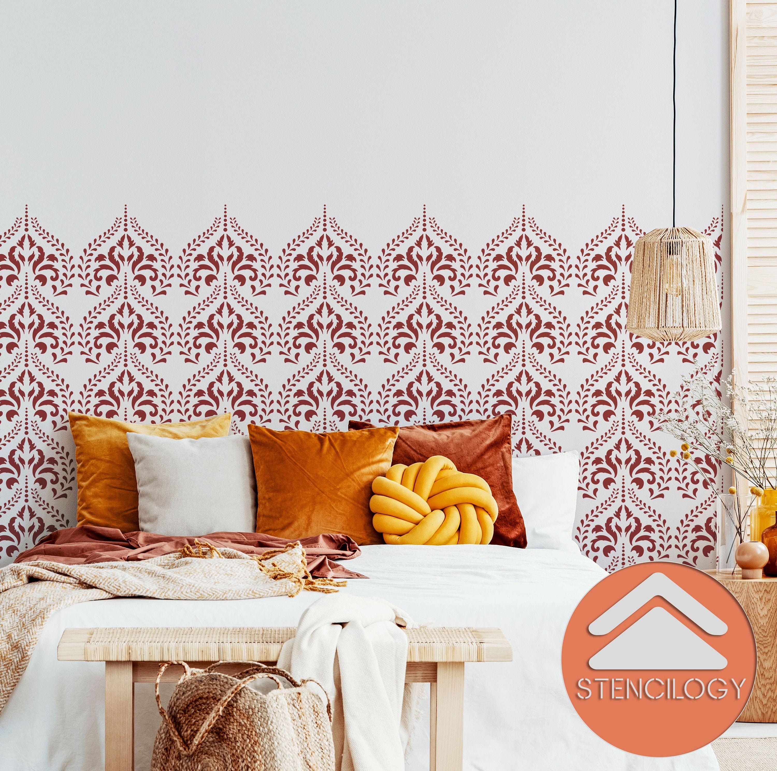 MAAS Damask Stencil / Large Floral Wall Stencil / Large Wall Stencils