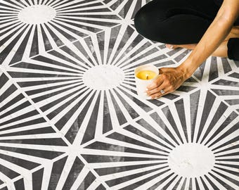 ORHUN Tile Stencil for Painting, Reusable Floor and Wall Stencil, 2 Piece DIY Kit