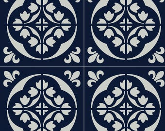 LENA Tile Stencil, Reusable Floor Wall Stencil, 2 Piece DIY Kit (12x12 Inches)