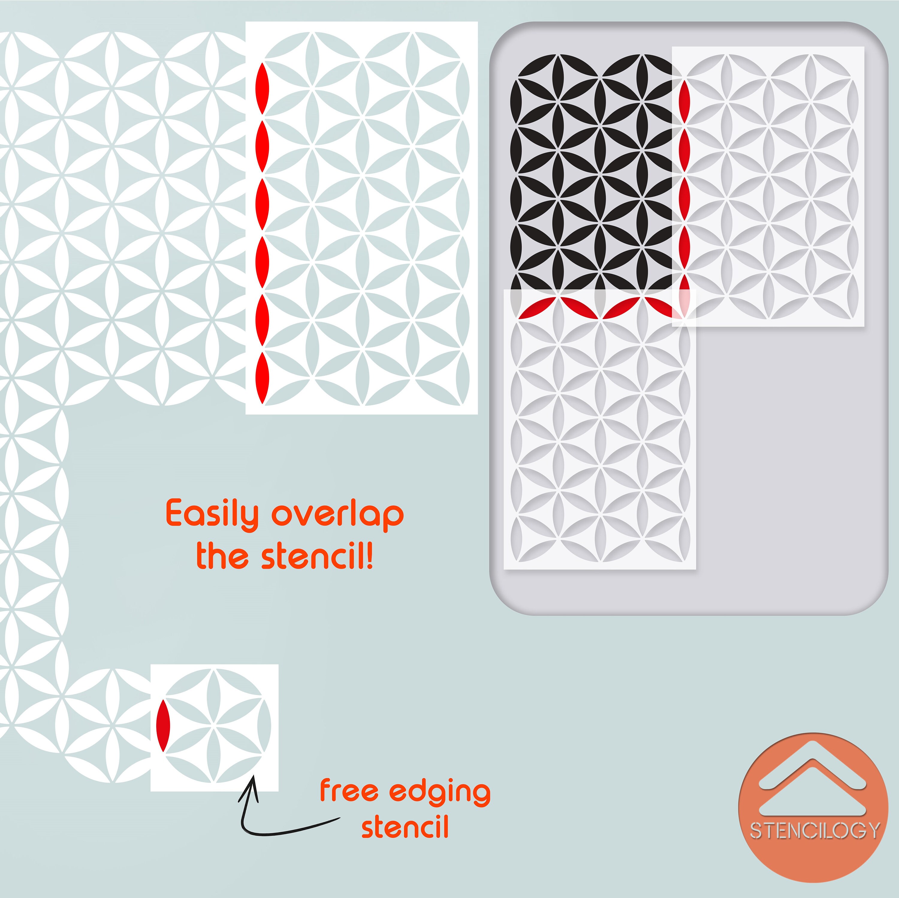 NILE XL Wall Stencil / Flower of Life Stencil / Wall Stencils for