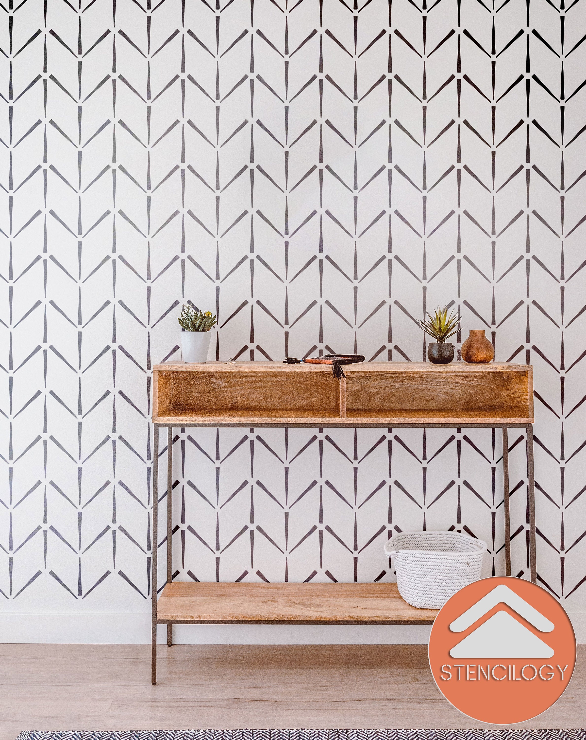 SEN XL Wall Stencil Herringbone Boho/ Large Allover Wall Stencils for