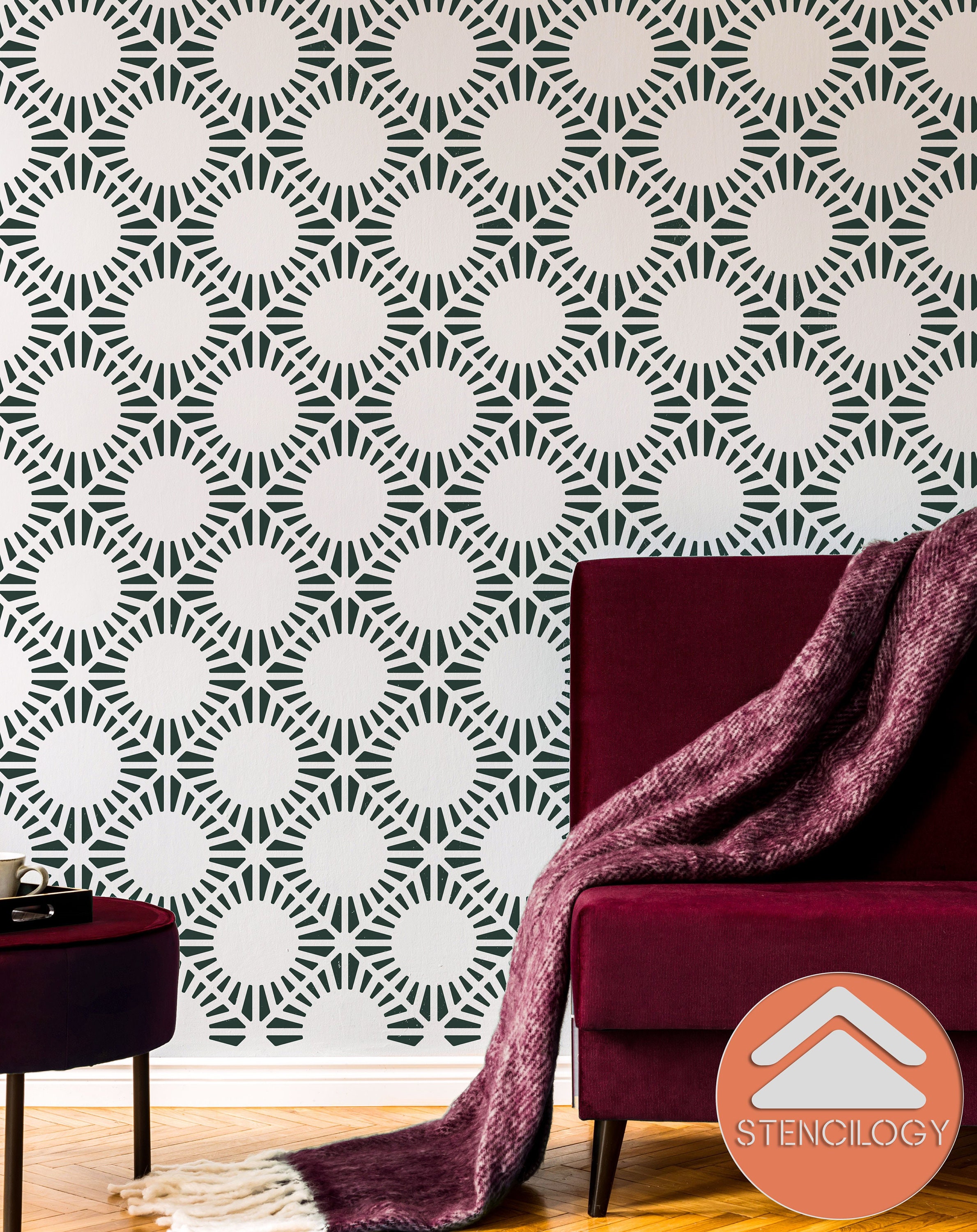 Moroccan stencils for walls. Beautiful wall stencils, geometric stencils  for DIY decor