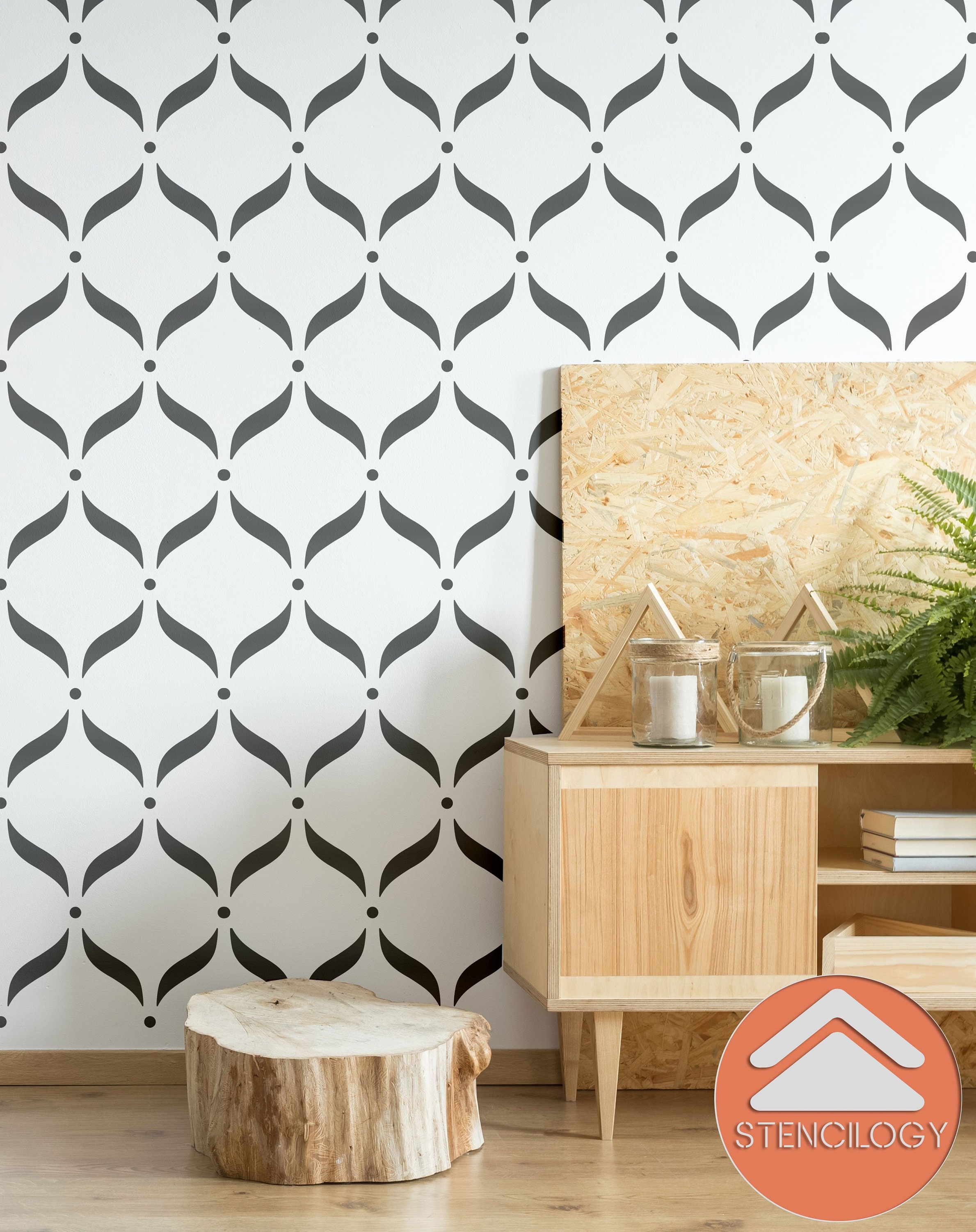 ALARA XL Wall Stencil / Lattice Large Wall Stencils for Painting