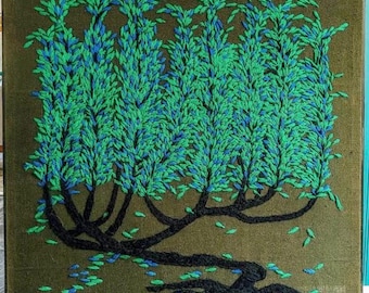 INSTRUCCIONES DIGITALES SOLAMENTE: Patrón para bordado Crewel de árbol verde Paragon, estilo mcm, bonsái, 1968