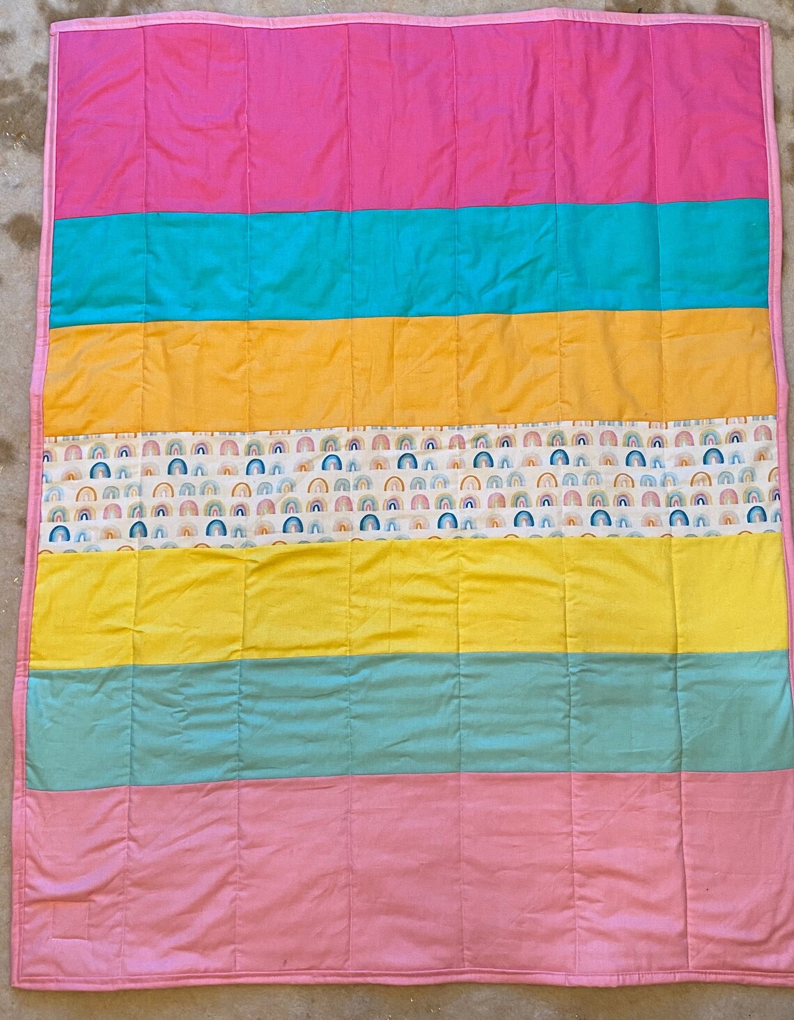Modern Baby Quilt Modern Baby Girl Quilt Baby Quilt Blanket Rainbow