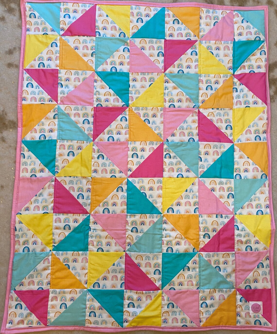 Modern Baby Quilt Modern Baby Girl Quilt Baby Quilt Blanket Rainbow
