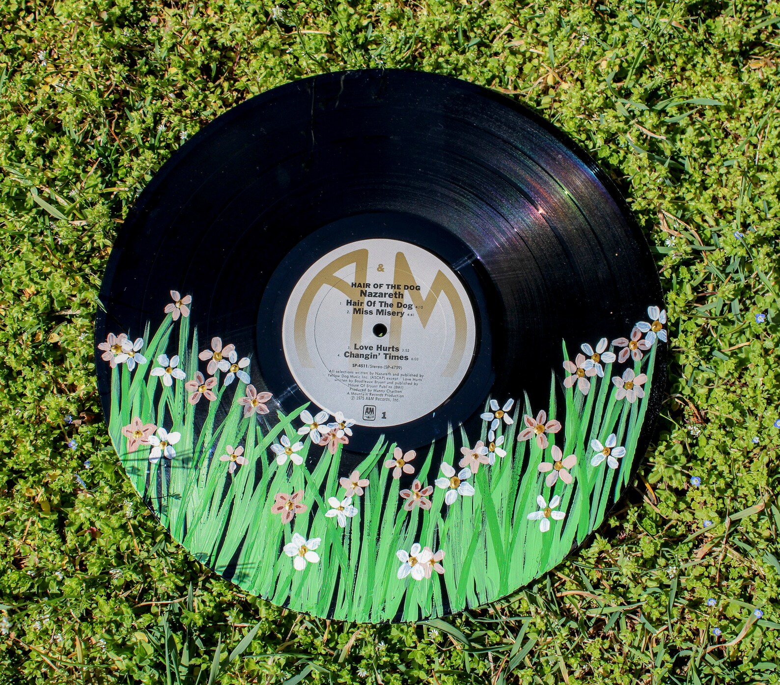 Flowers Original Painted Vinyl Record Etsy