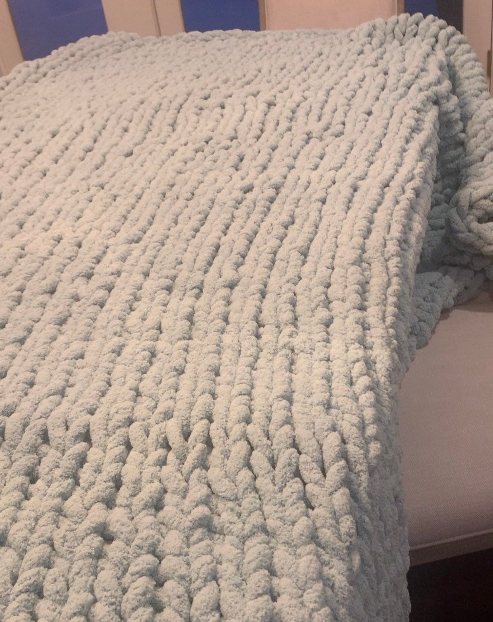 Chunky Knit Blanket Chunky Knit Chenille Yarn Blanket Throw Etsy