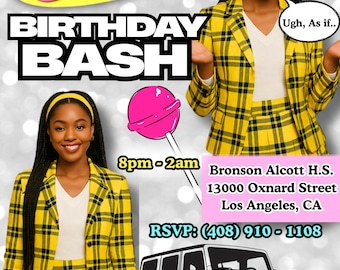 Clueless Themed Birthday Invitation