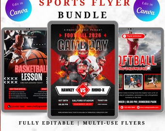 Fully Editable Red and Black Sport Flyer Bundle