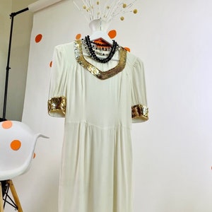 Vintage Escada Cocktail Dress with Gold Sequins | 1980s | Studio 54