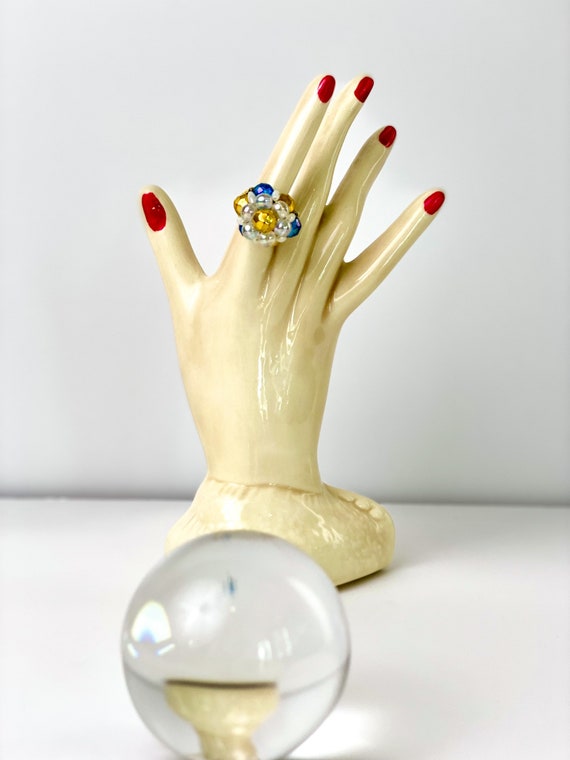 Vintage Beaded Statement Ring - image 4