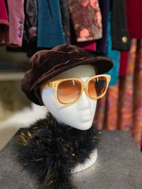 Vintage Velvet | Chocolate Brown Newsboy Hat