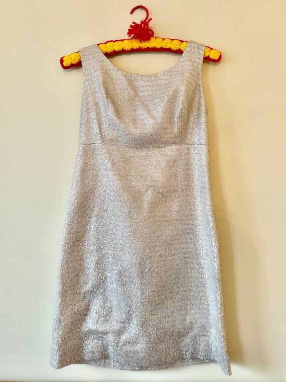 1960s Silver Tinsel Mini Cocktail Dress