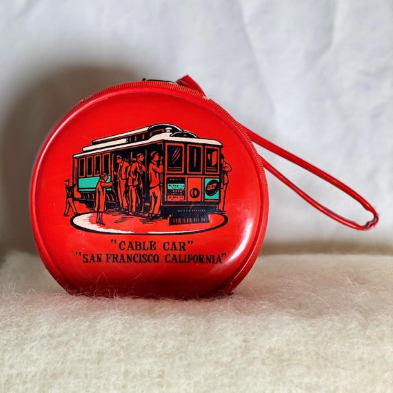 Vintage Red San Francisco City Circular Clutch wi… - image 1