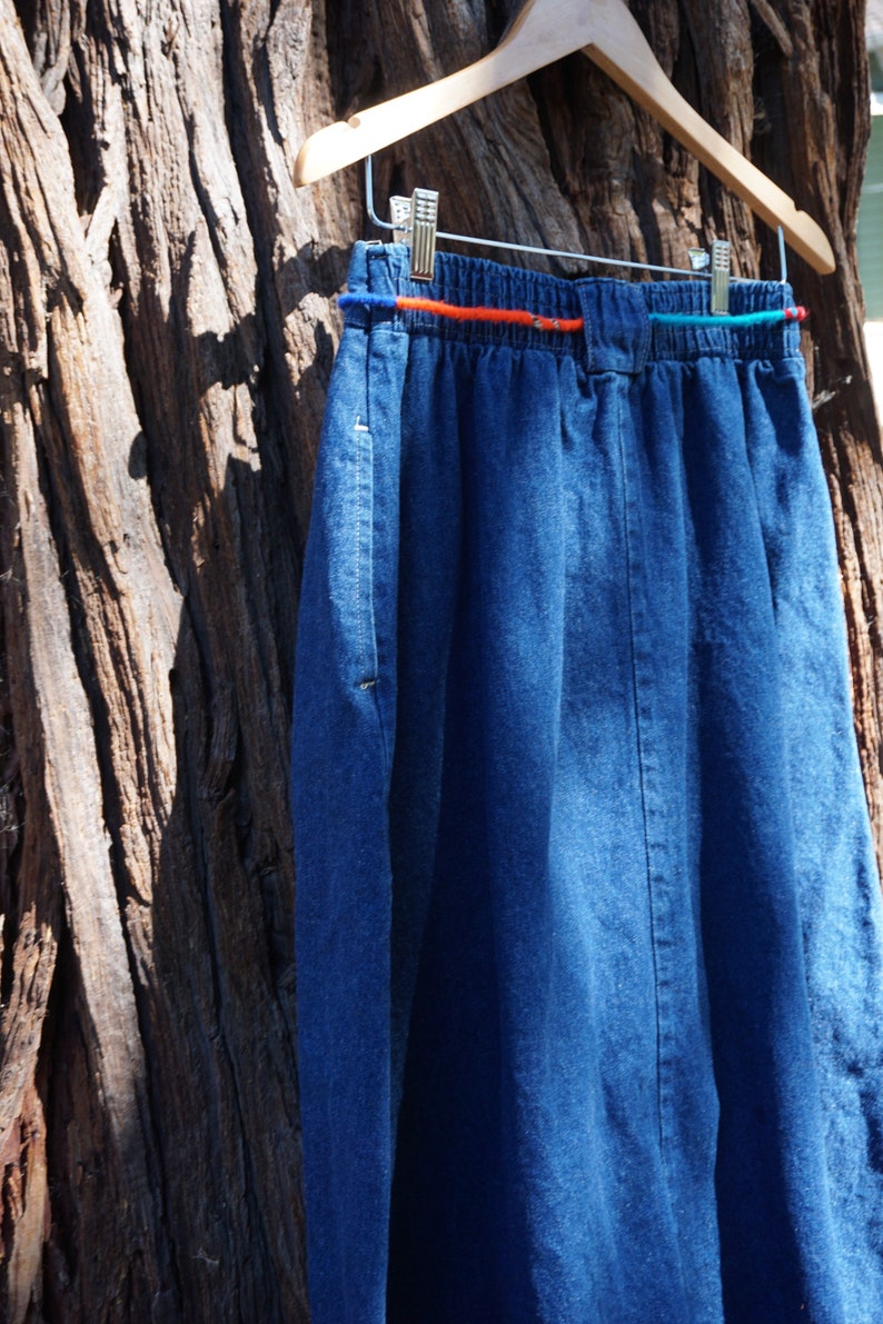 Vintage 1970s Button up Denim Skirt Handmade image 2