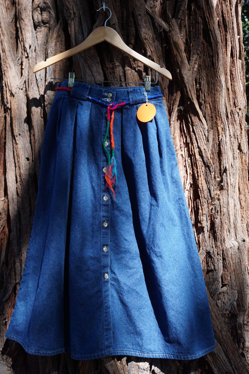 Vintage 1970s Button up Denim Skirt Handmade image 4