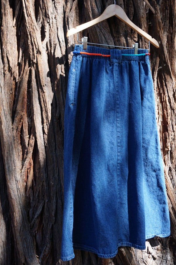 Vintage | 1970s Button up Denim Skirt | Handmade - image 7