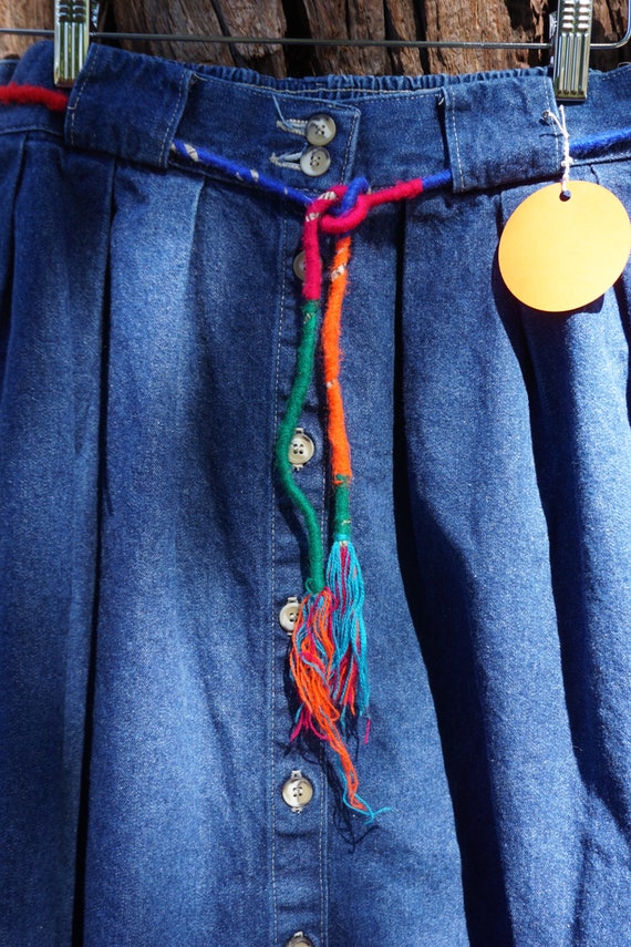 Vintage | 1970s Button up Denim Skirt | Handmade - image 3
