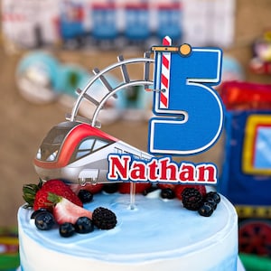 Train Theme, High speed train Custom Birthday Cake Topper