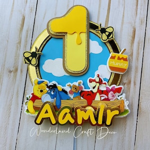 Winnie The Pooh Theme Birthday Custom Cake Topper