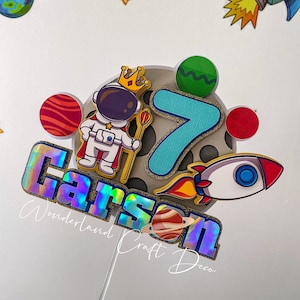 Space Theme Birthday Custom Cake Topper