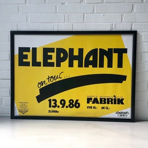 Original Konzertposter ELEPHANT Hamburg, Konzertplakat Fabrik 1986, Krautrock Tourposter Tourplakat Gig Poster Vintage