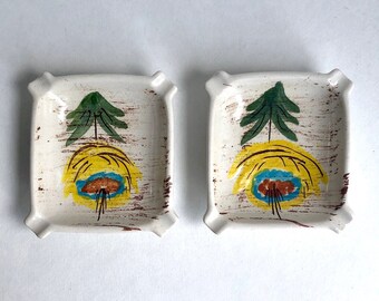 Vintage asbak set, asbak handgeschilderd, keramische asbak jaren 1960, made in Germany vloernummer 417