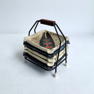 Vintage ashtray set, ashtray hand-painted in stack, ceramic ashtray 50s, Made in Germany floor number 417