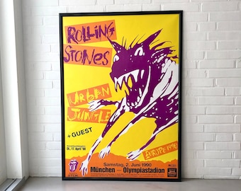 Original Konzertposter, THE ROLLING STONES, München, 1990, Konzertplakat, Urban Jungle, Tourposter, Tourplakat