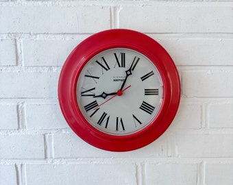 Vintage kitchen clock red, Kienzle Boutique (c) wall clock, mid century clock, space age design clock