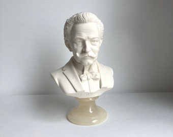 Johann Strauss bust in alabaster, A. Gianelli, Italy, 1972, composer sculpture