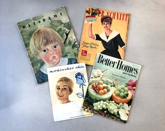 Midcentury Schnittmusterhefte/Frauenzeitschriften, 30er 50er 60er Jahre, Handarbeiten, Die Dame, Better Homes, Modischer Chic, Interior