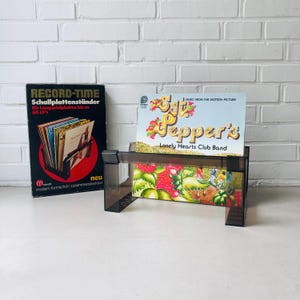 70s record stand, &quot;Record-Time&quot;, LP rack, vintage record shelf, Space Age LP stand